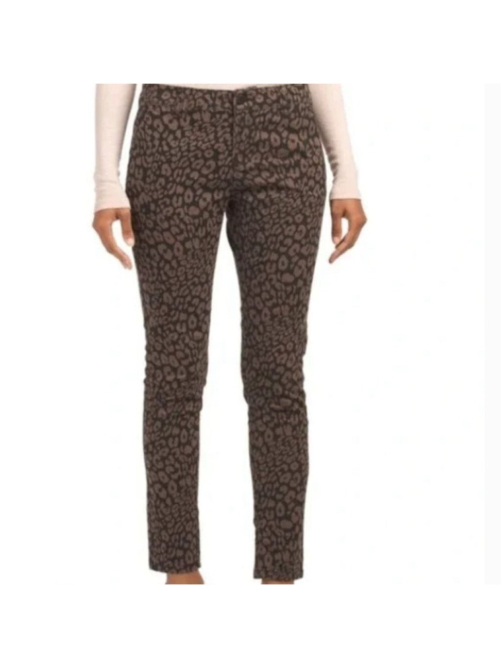 NEW SANCTUARY Leopard Print Twill Ankle Pant Sz 27 Slim Leg Black Brown Stretch